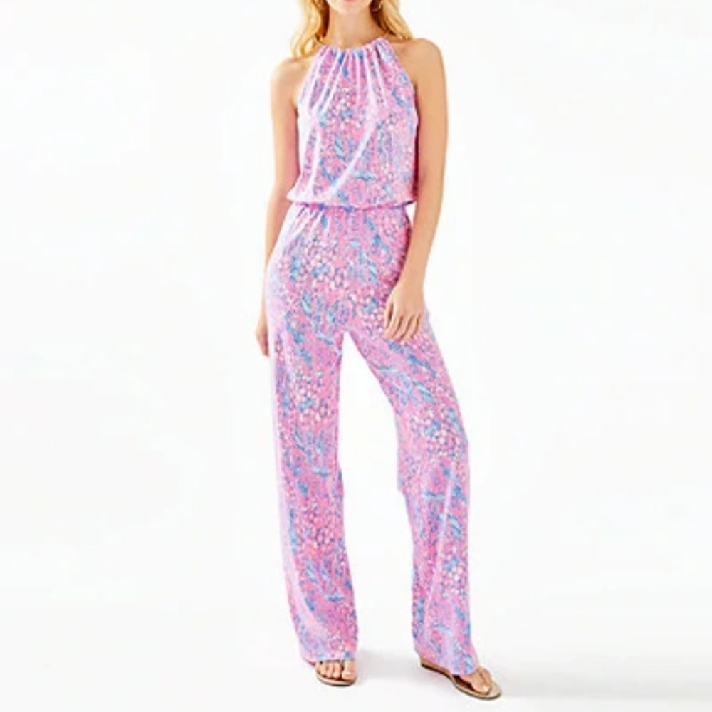 Lilly Pulitzer Bowen jumpsuit in pink sorbet high altitude size XXS